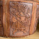 Carved leather pouf in the Mayan style by Angel Pazmino, Ecuador, 1960