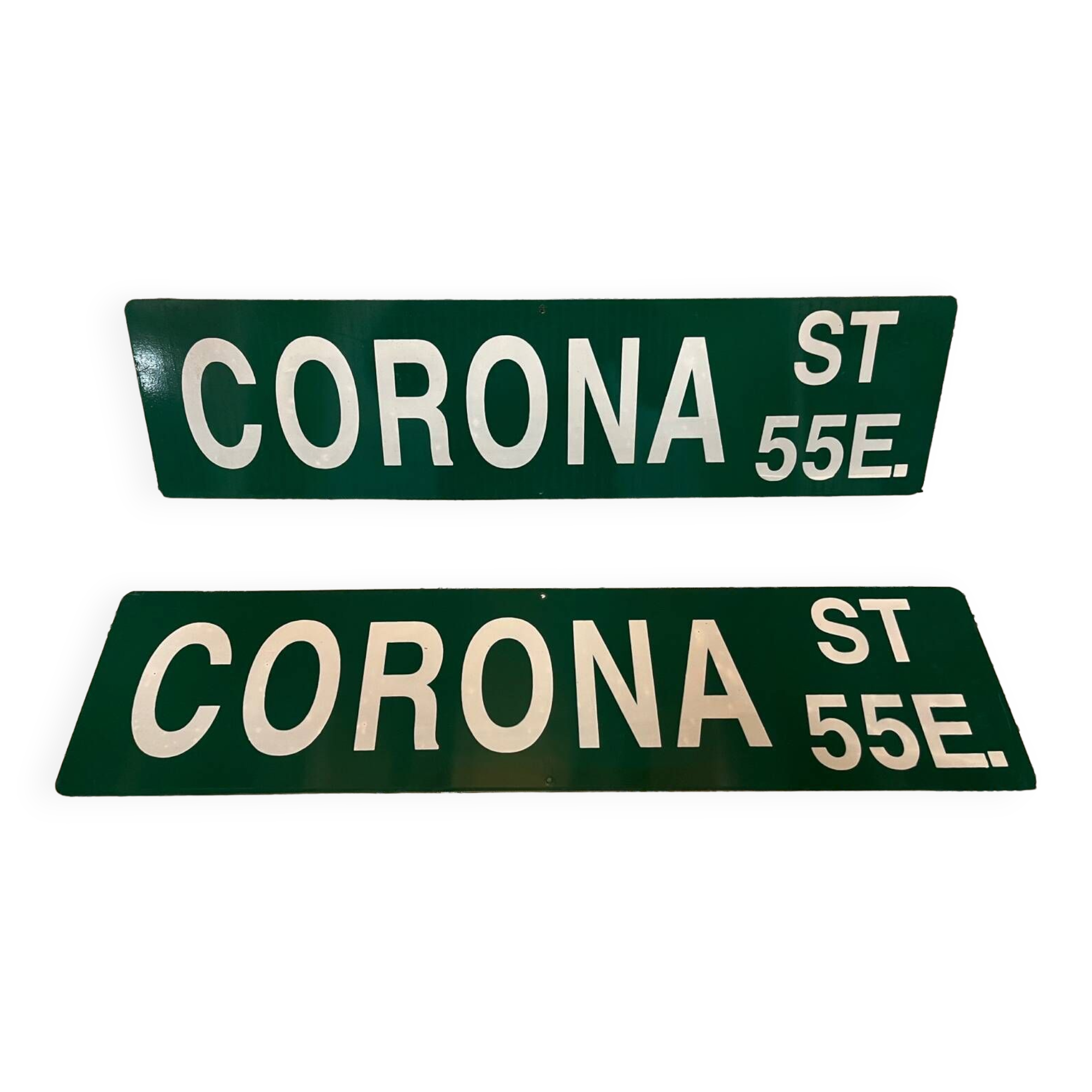 Pair of USA Corona enameled sheet metal street signs