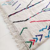 Moroccan Berber carpet azilal ecru with colorful patterns 232x162cm