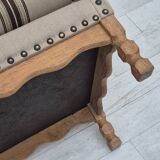 1970s, Danish 3-seater sofa, furniture wool fabric, oak wood, original.