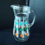 Vintage water carafe with screen-printed pastilles