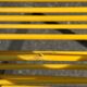 6 yellow and stackable armchairs, scoubidou by Dupré Perrin