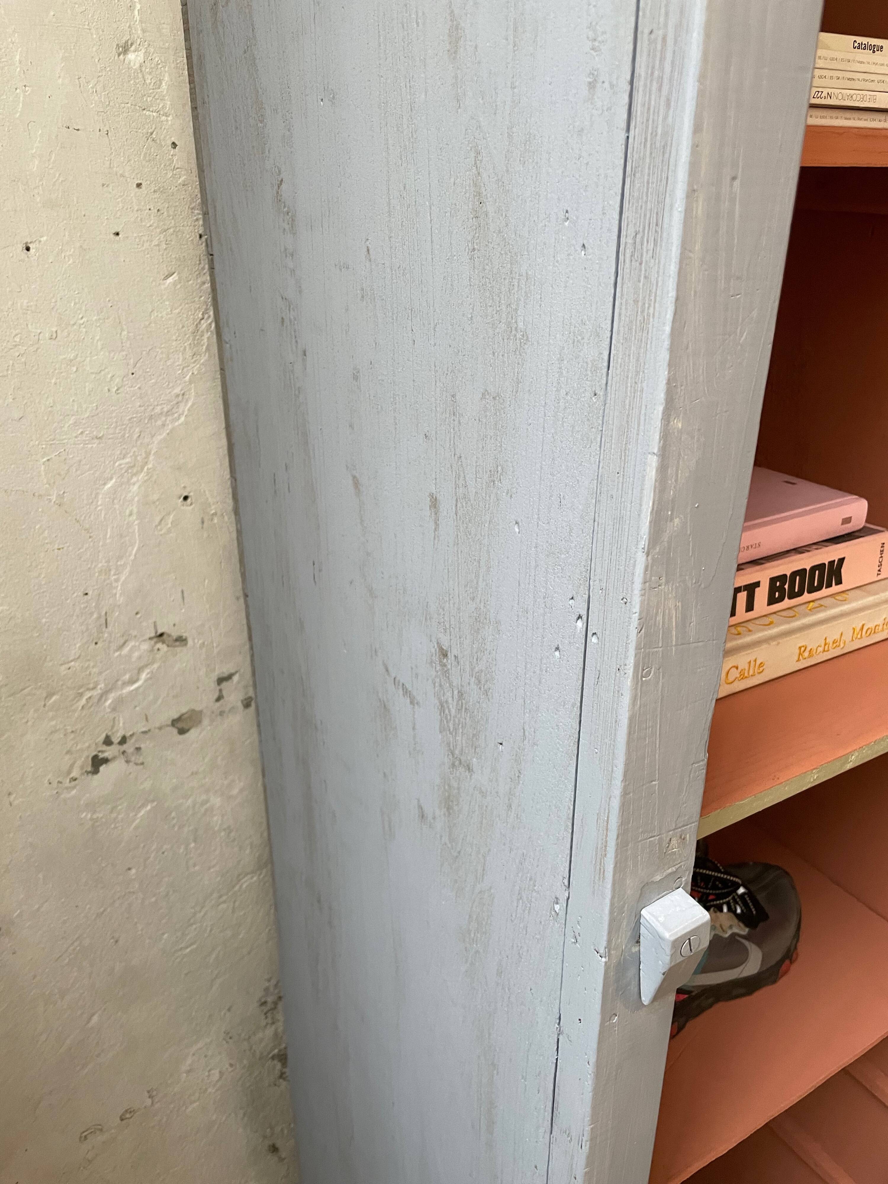 Blue patinated workshop furniture locker room