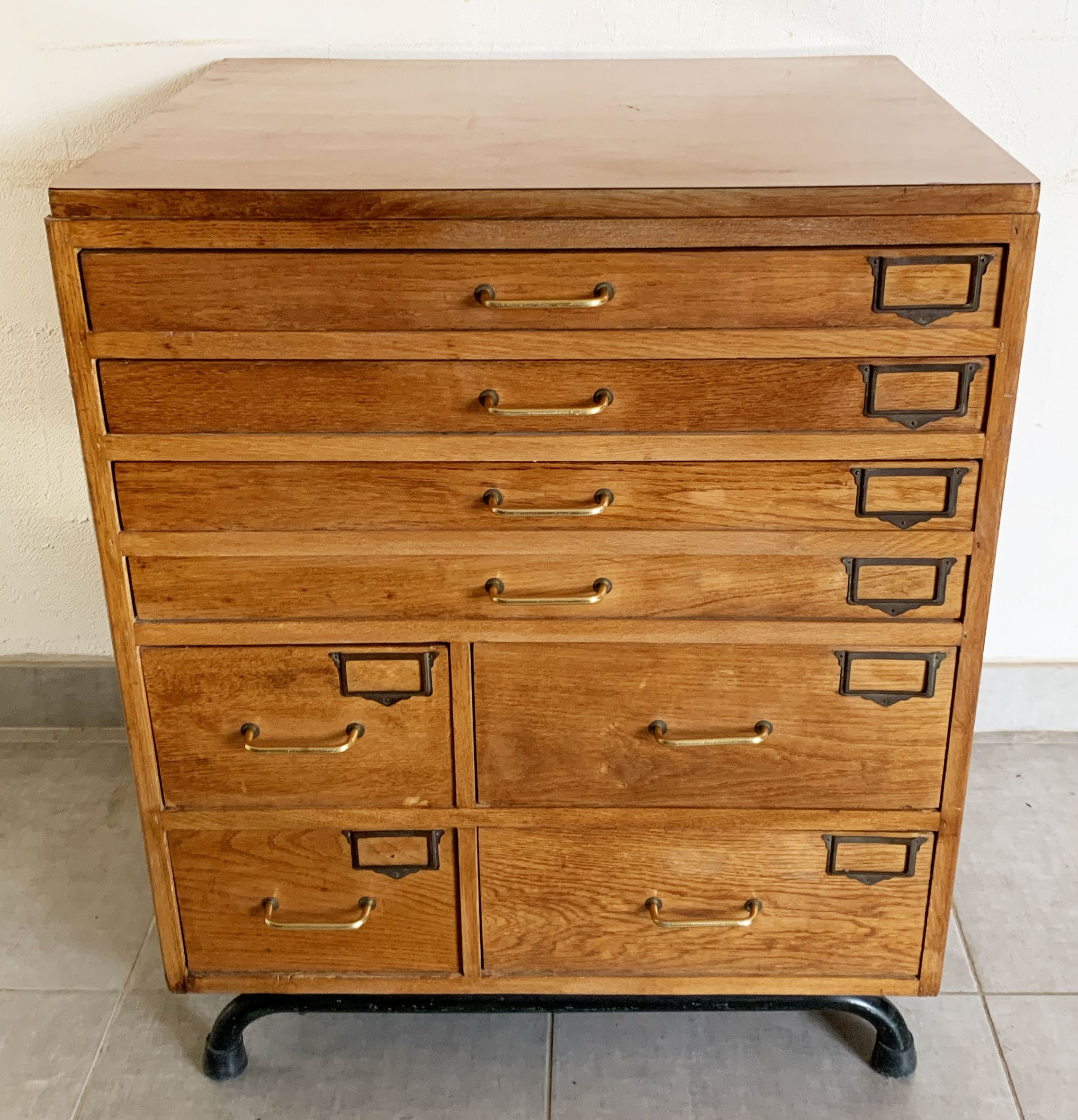 Vintage printer or schoolmaster workshop furniture from the 50s