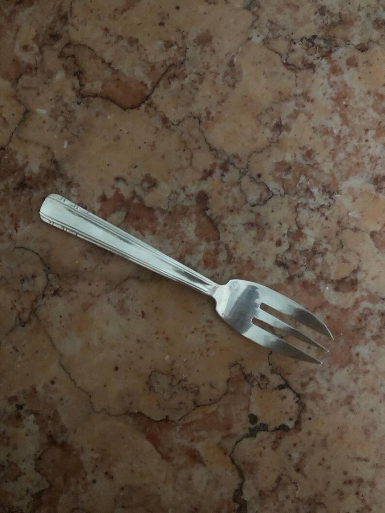 Vintage Art Deco Silver Plated Dessert Fork Set: J. Aussavy, France, 1950s