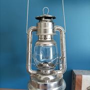 Lampe tempête métal patiné rétro galvanisée pétrole