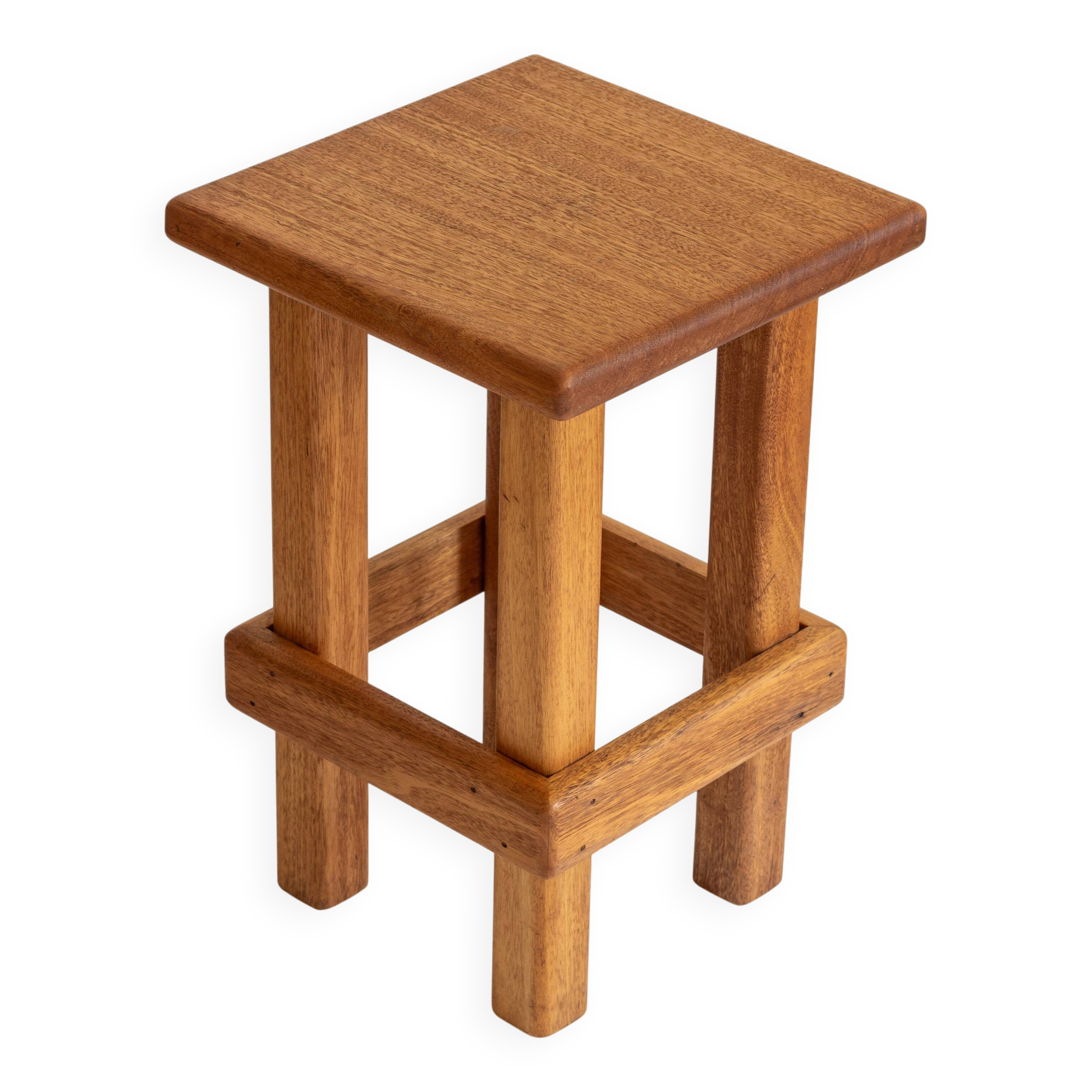 Modernist stool in framiré wood⎮70s