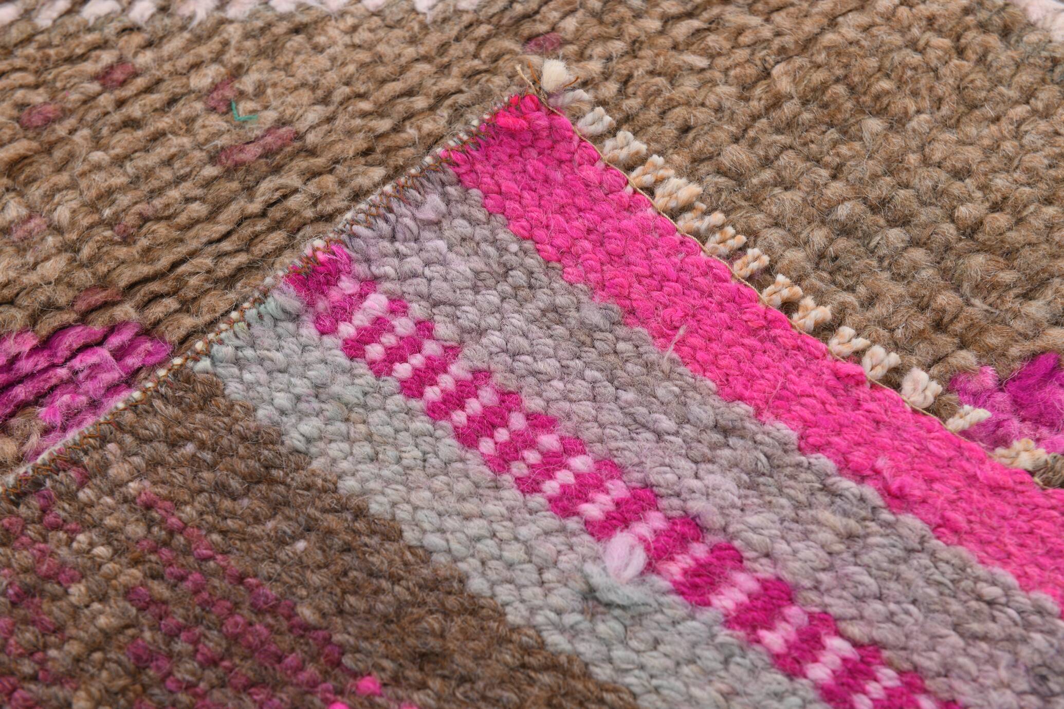Pink Brown Vintage Runner Rug 94x299Cm