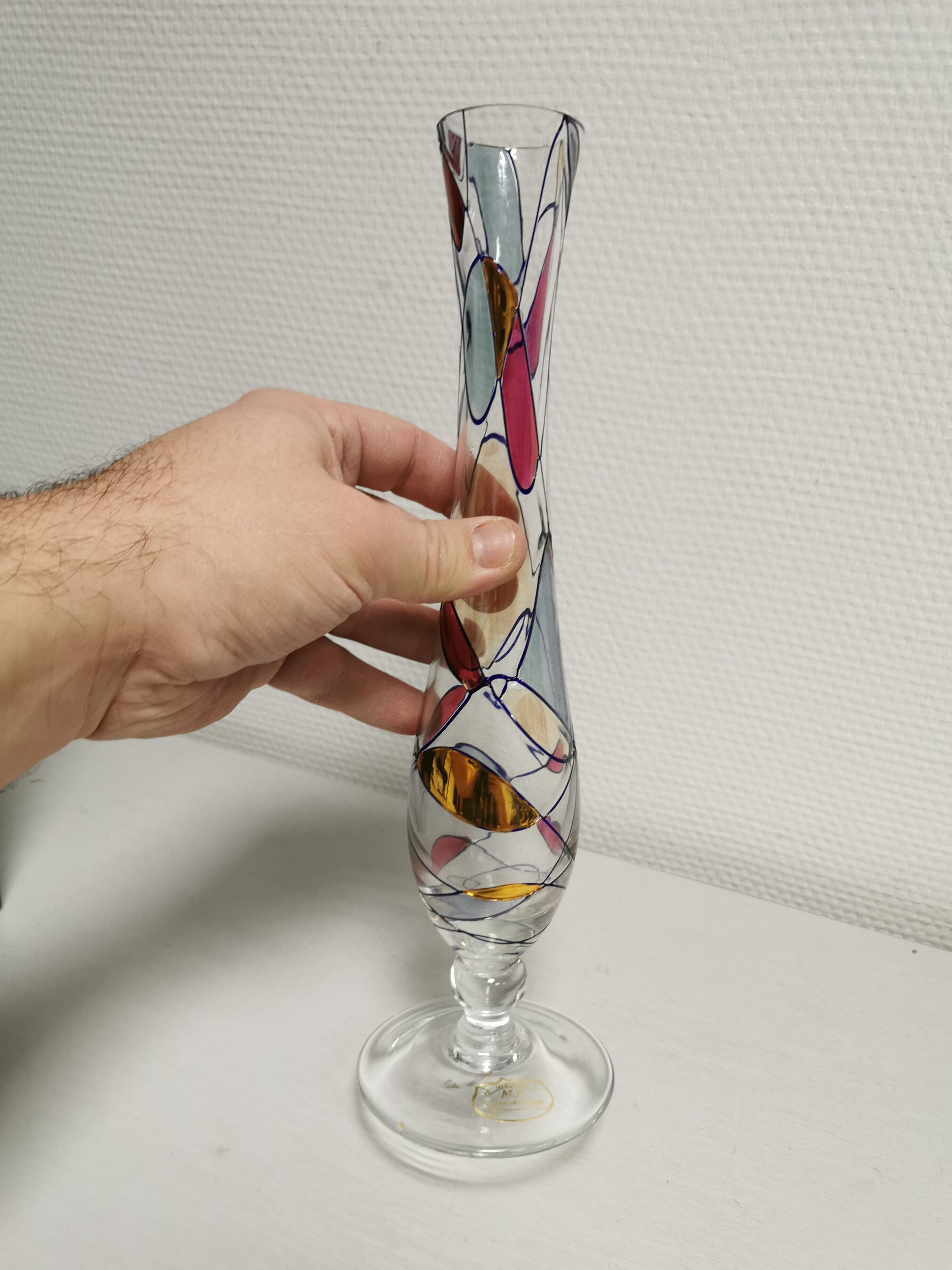 Soliflore vase in Cristal de Paris selection MF. stained glass effect with Box