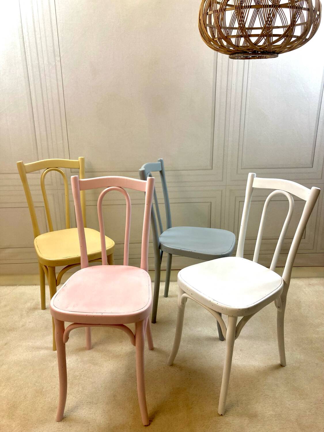 Vintage Thonet bistro chairs – pastel colours