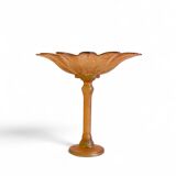 Art Nouveau Glass Compote Vase, Palm Tree Design, French, Early 20th-C