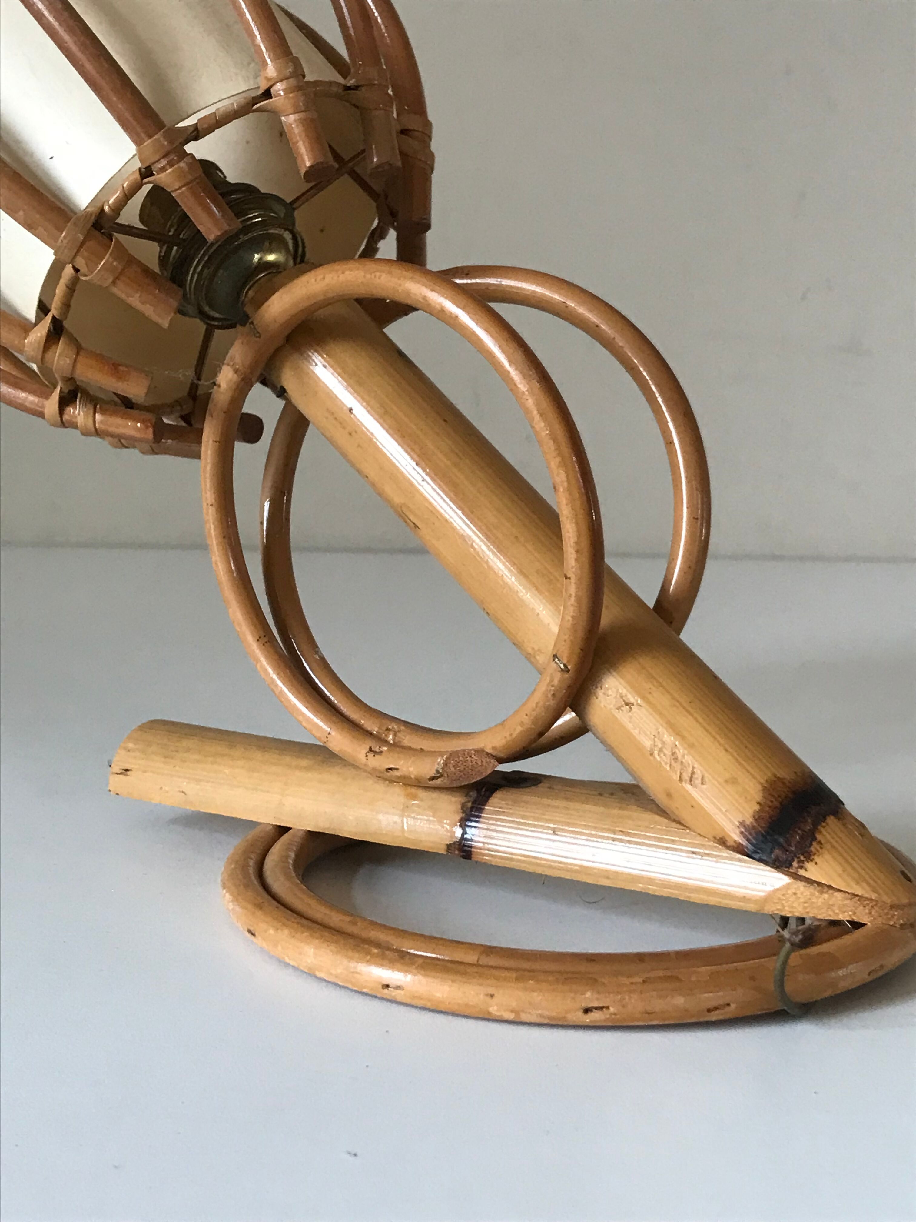 Rattan wall lamp vintage design 60 s