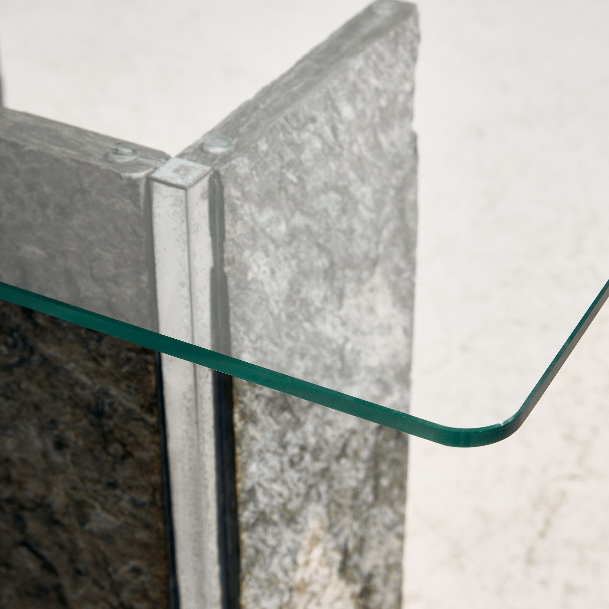 Glass and slate stone console