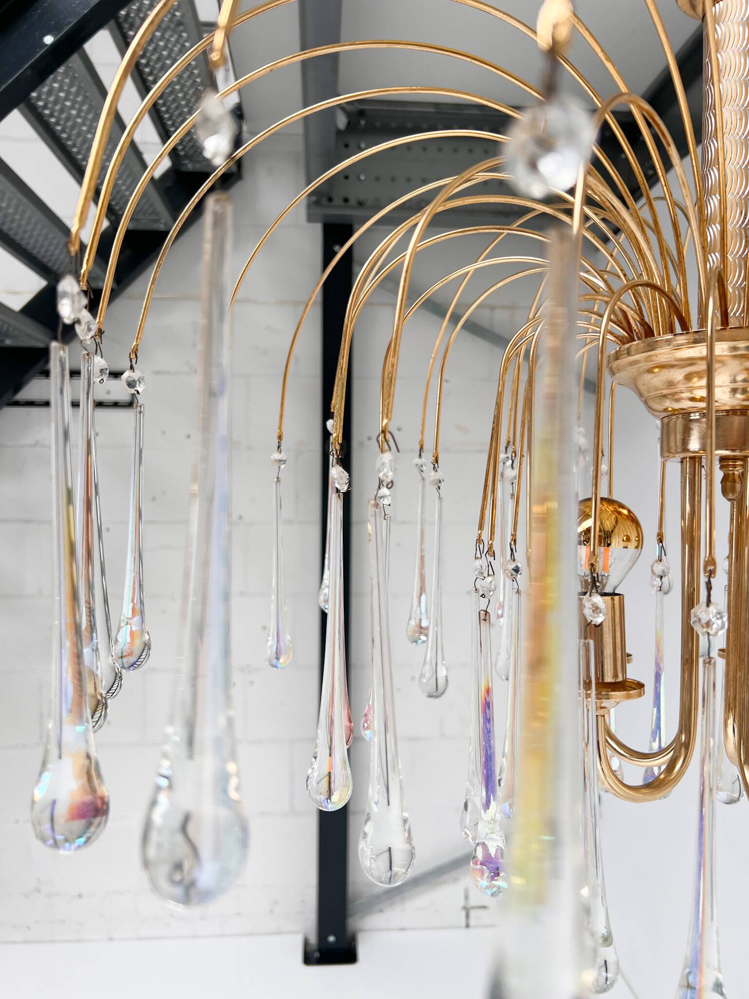 Italian Cascata chandelier with Murano drops, 1970s