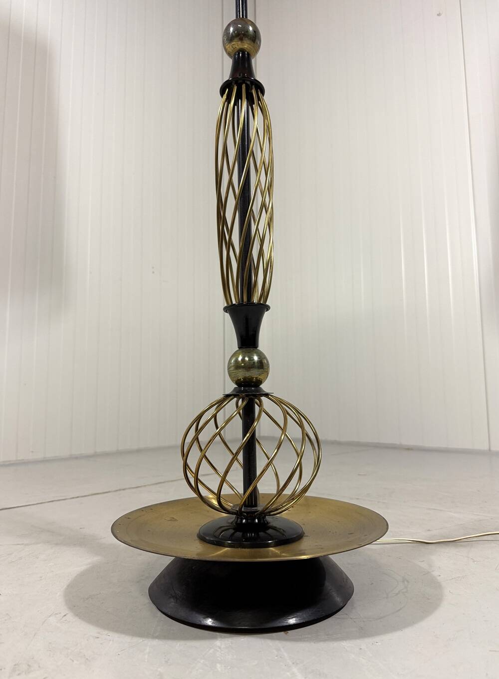 Austrian brass floor lamp pleated lampshade 1940-50’s