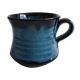Blue enamelled terracotta mug