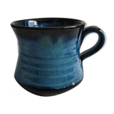 Blue enamelled terracotta mug