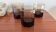 Set of three hexagonal smoked glass glasses – 1970s
