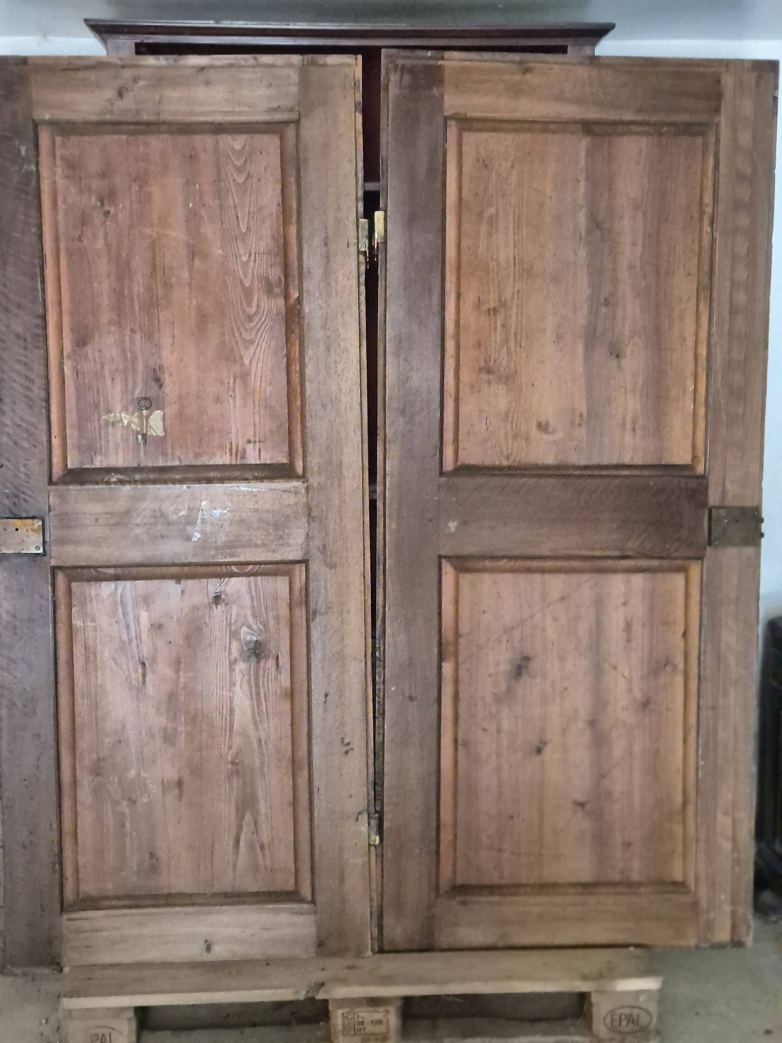 Pair of doors in walnut and walnut burl, 19th century.