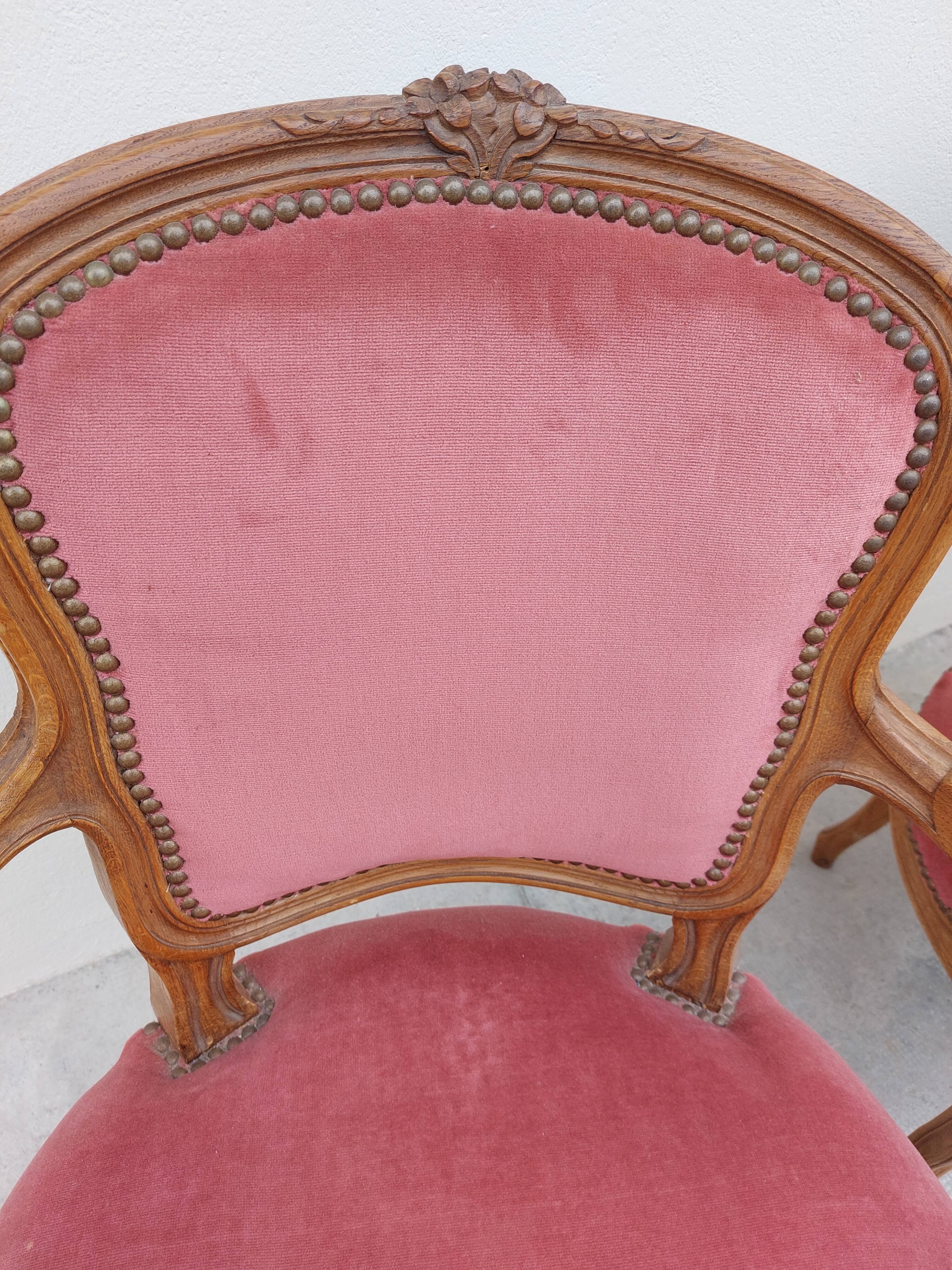 Series of 3 Louis XV chairs in old oak