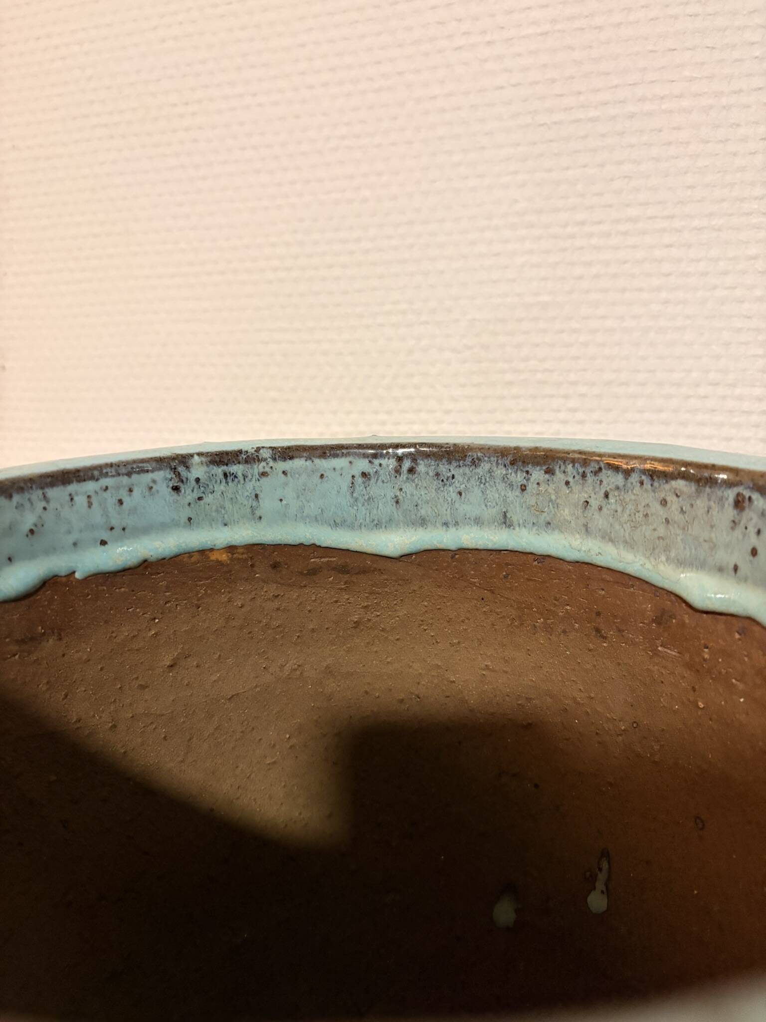 Old Flower Pot Ceramic Terracotta Glazed Varnished Blue Planter