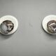 Pair of Italian Space Age Chrome and White Wall Lights, 1970s