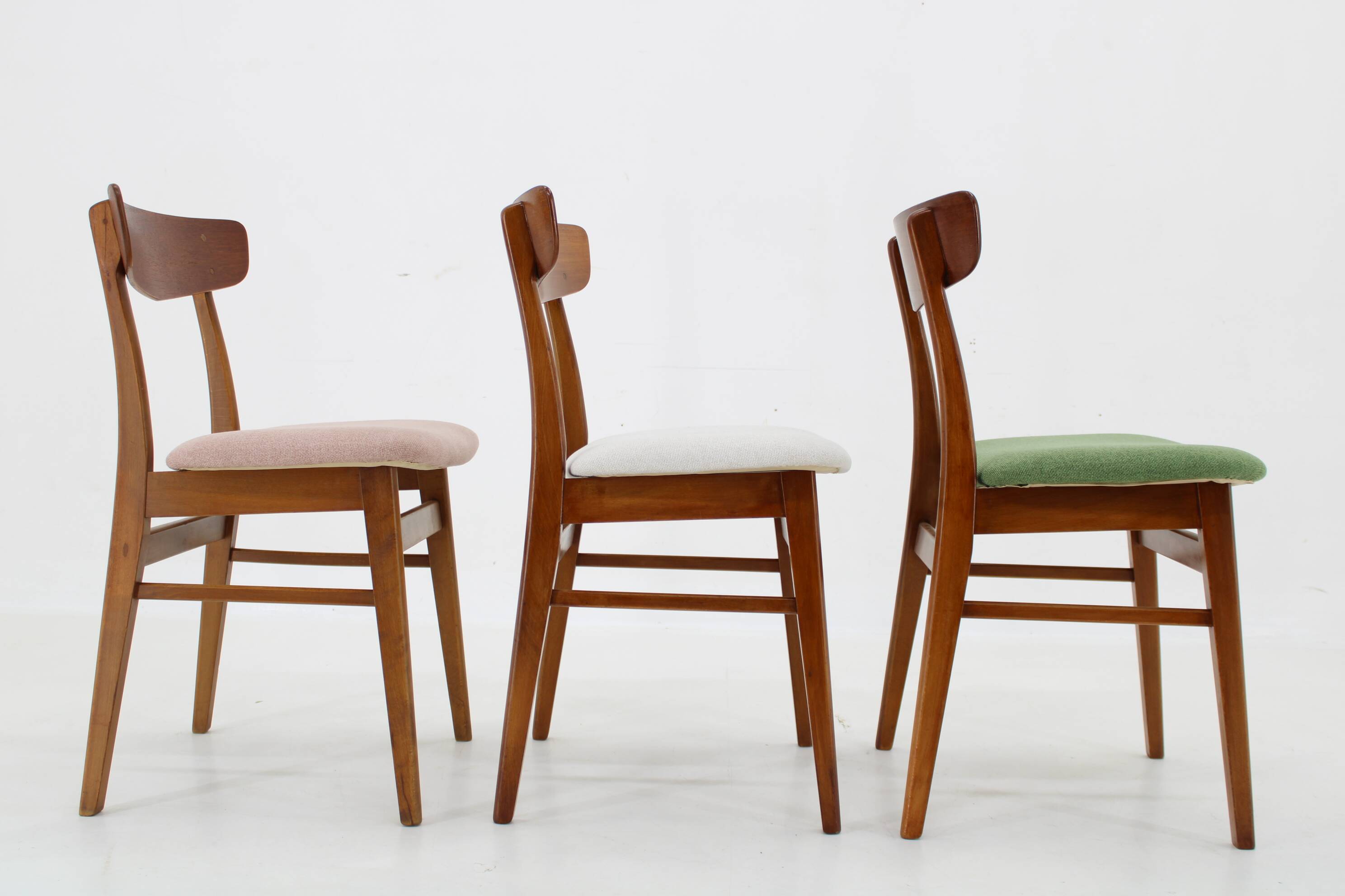 1960s Set of Three Danish Teak Chairs, Restored