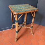 Antique rattan and bamboo side table, late 19th century