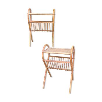Pair of pieces of sofas with rattan magazines