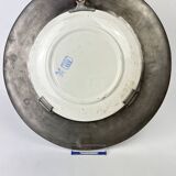 Decorative earthenware and pewter wall plate with fruits