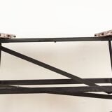 Danish high and low table in teak and brown lacquered wood, Smørrebrø model