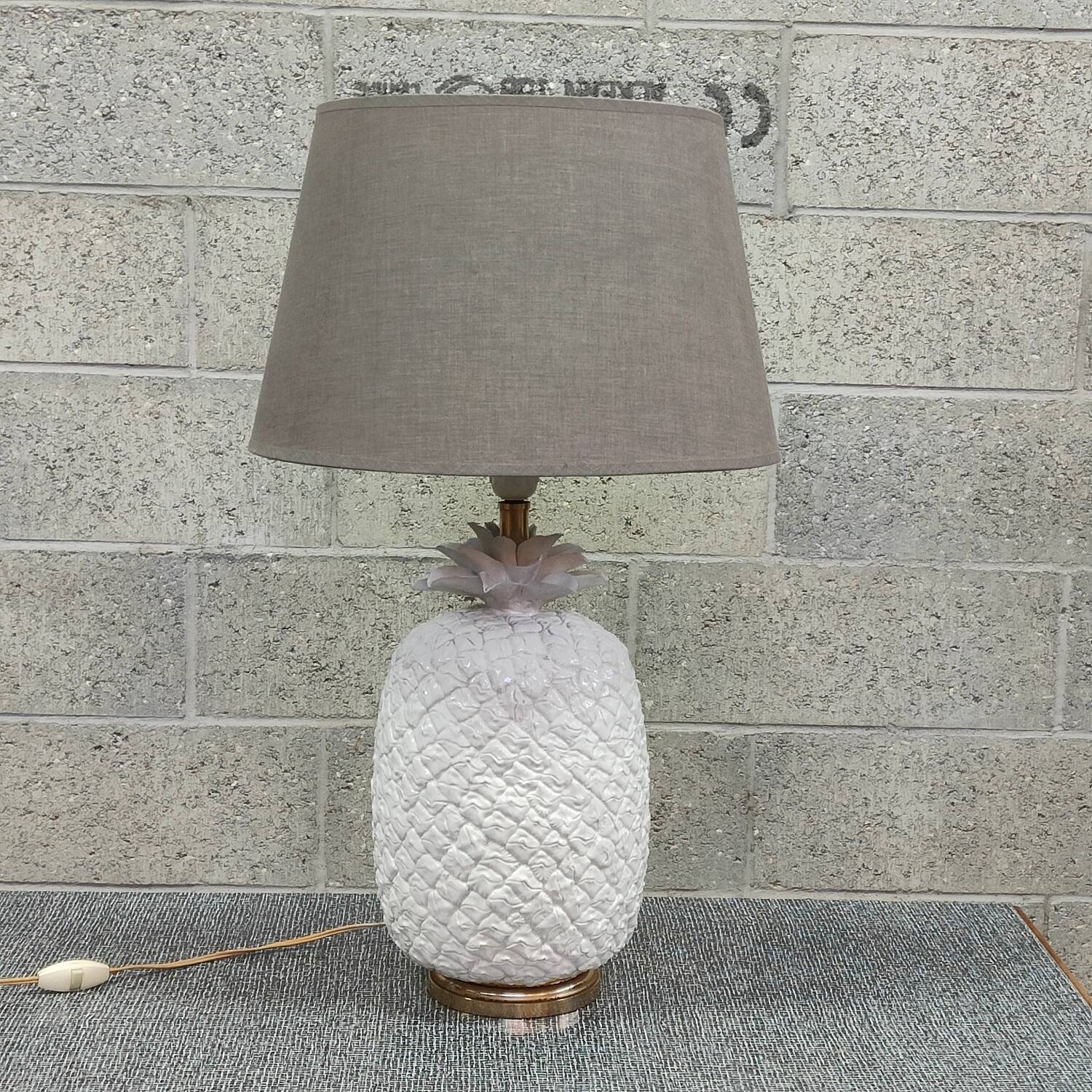 White earthenware pineapple lamp