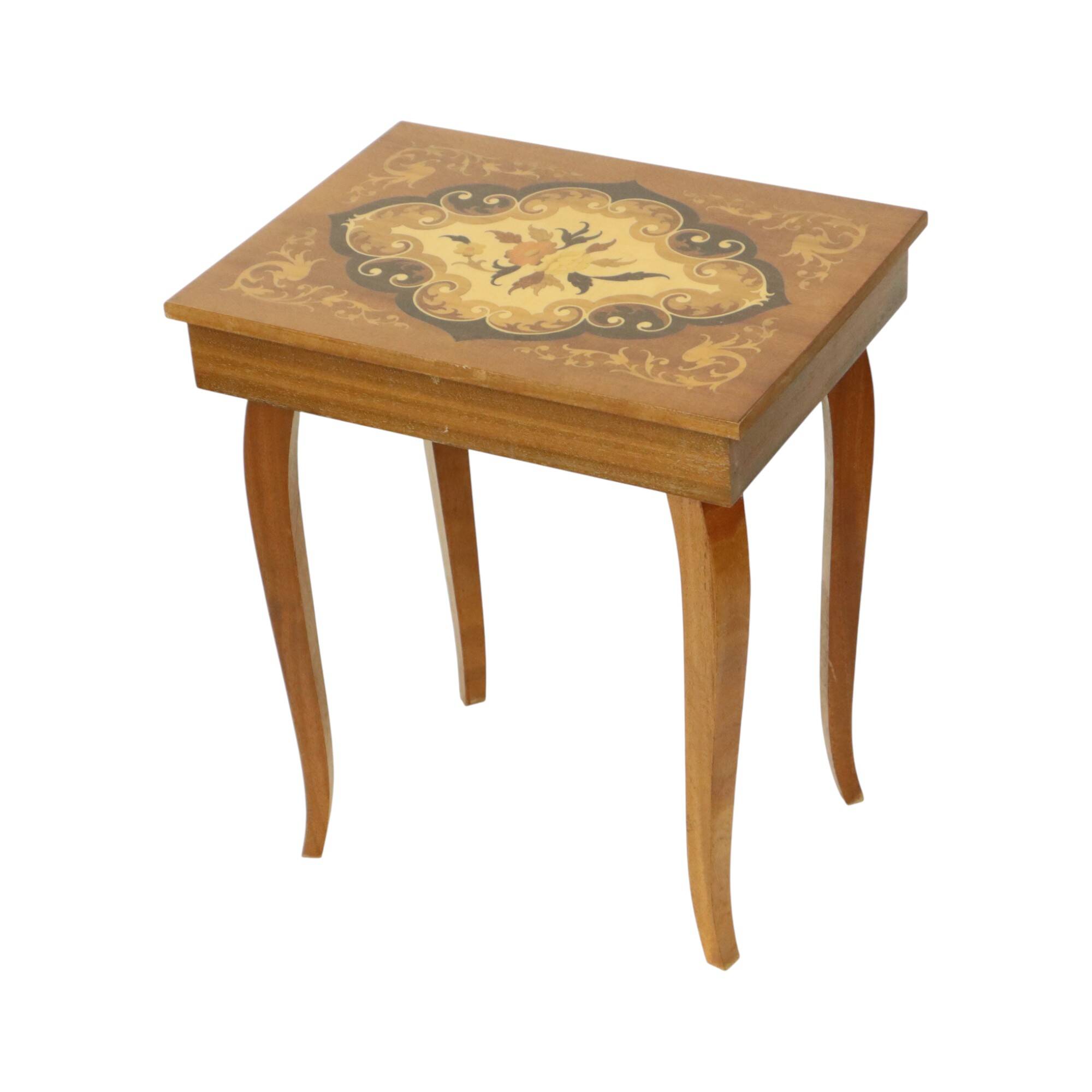 Italian Music Box Wooden Table Sorrento Sankyo