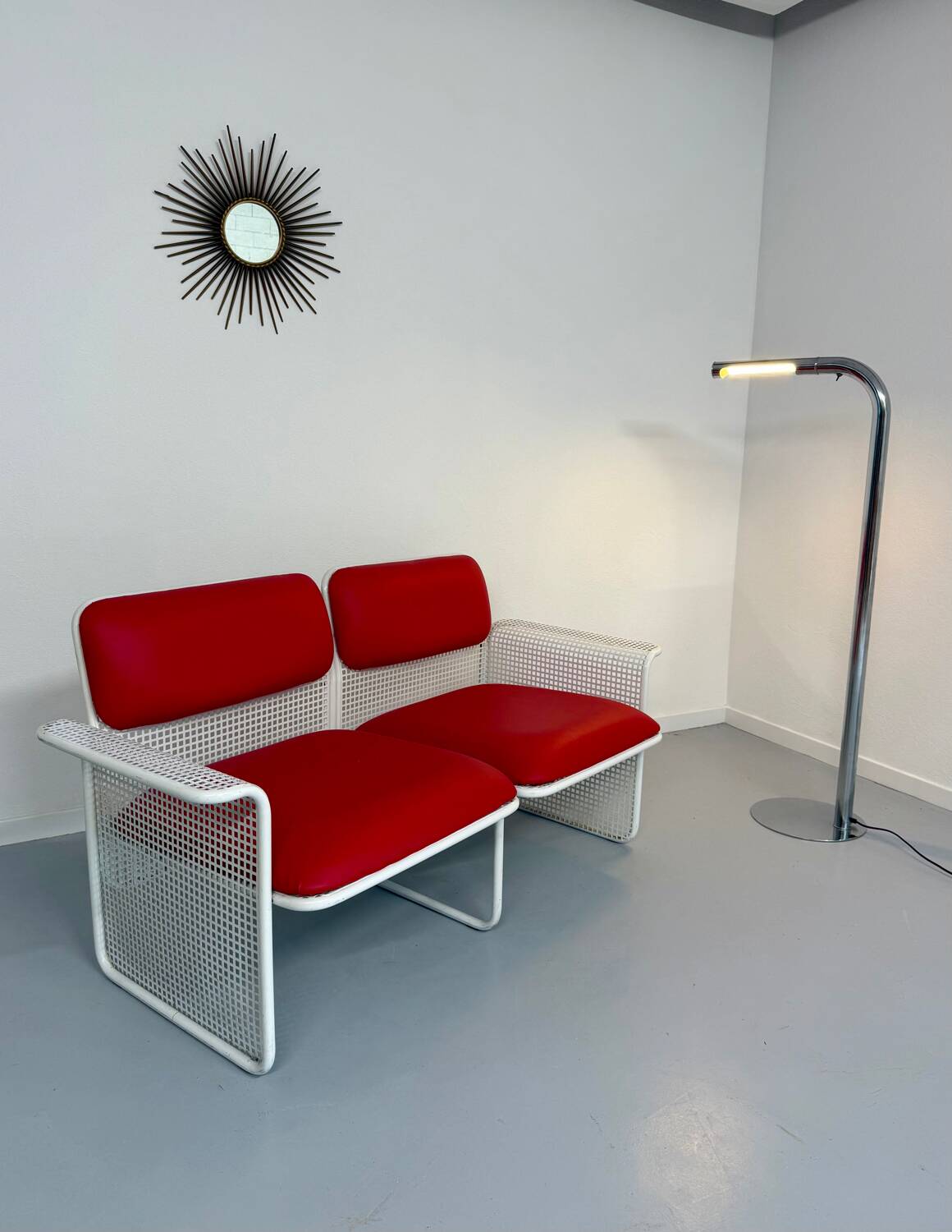 Old 2 seater sofa Italian design from the 70s Talin Vicenza metal per