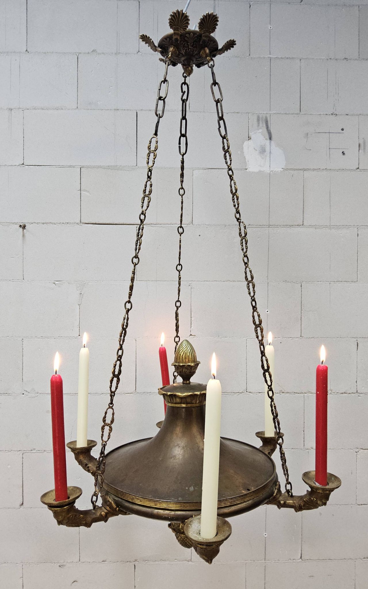 Antique Neo-Renaissance Greenman candle chandelier (Empire)