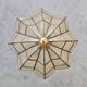 Lampe de table Art Déco tardive en bronze avec abat-jour coquille Capiz années 1950