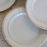 6 half porcelain Lunéville earthenware dessert plates with gold edging