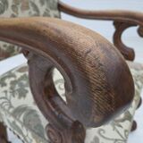 1950s, Scandinavian highback armchair, furniture fabric, oak wood.