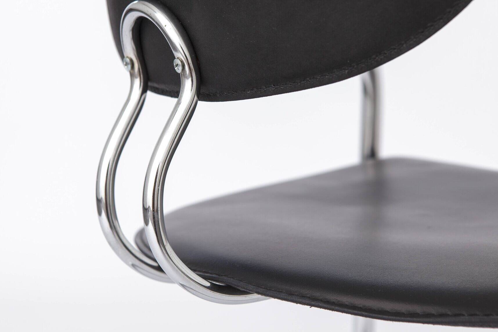 Effezeta chair, tubular chrome structure and black faux leather, made in Italy.
