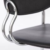 Effezeta chair, tubular chrome structure and black faux leather, made in Italy.