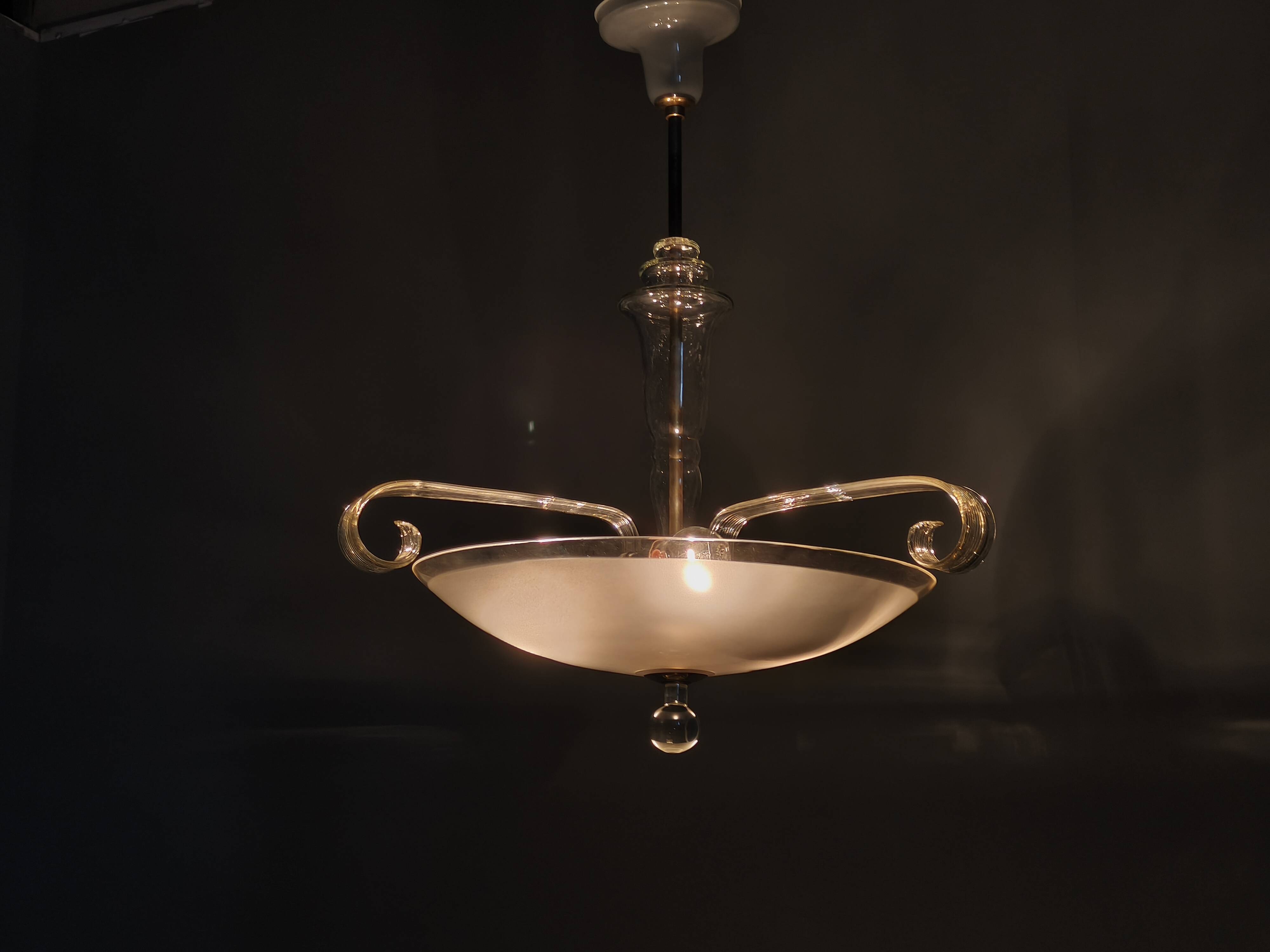 Art Deco lustre produced in Czechoslovakia during the 1940s.