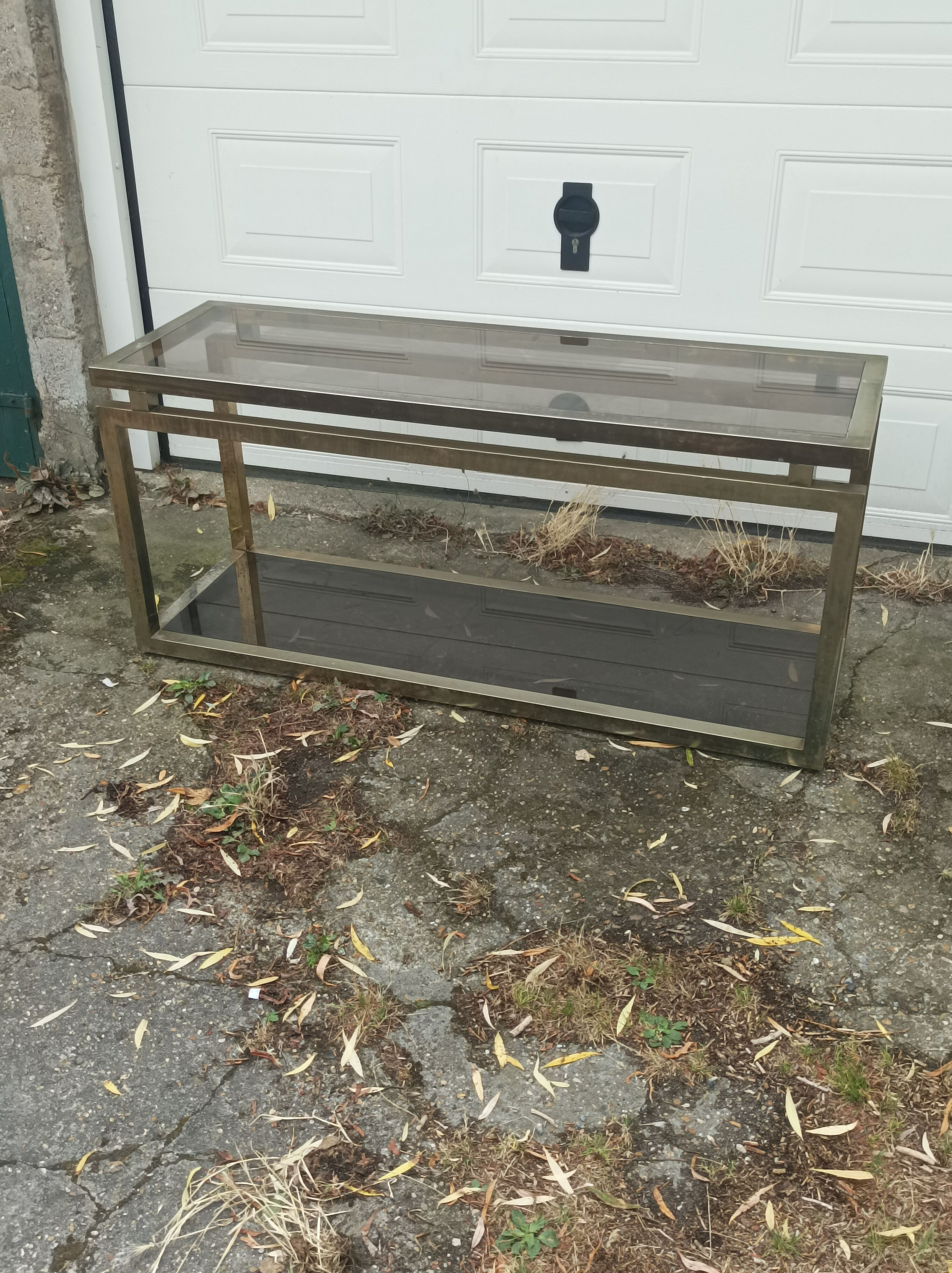 Old large vintage brass console table 1970