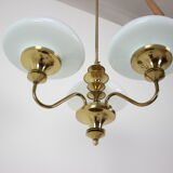 Mid-Century Brass Chandelier, Czechoslovakia, 1970s, Made in Jablonec Glassworks