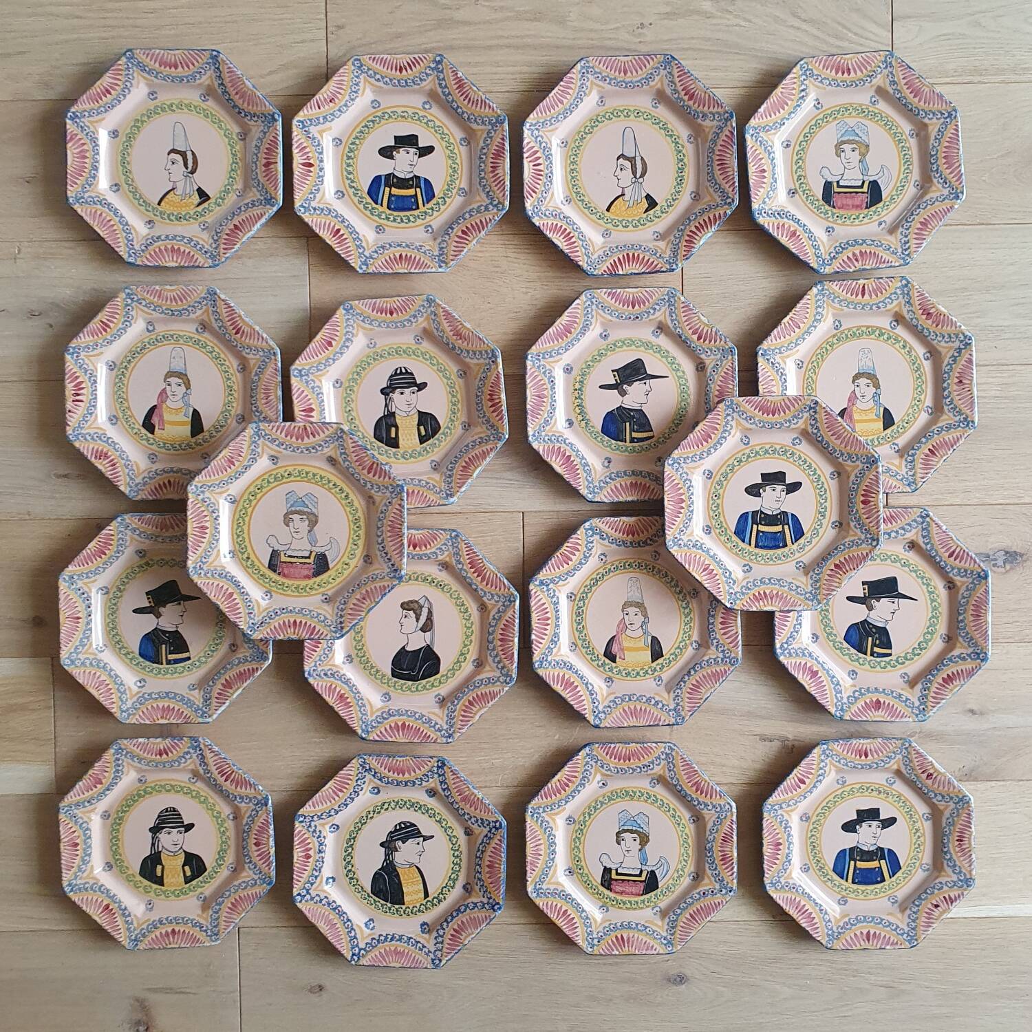 18 Henriot Quimper plates
