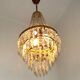 1900s Brass and Crystal Cascade Chandelier