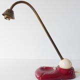 Exceptional ashtray lamp ceramic white and bordeaux 1950 vintage rockabilly 50's lamp