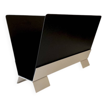 Porte-revues en métal noir et blanc crème, années 1950