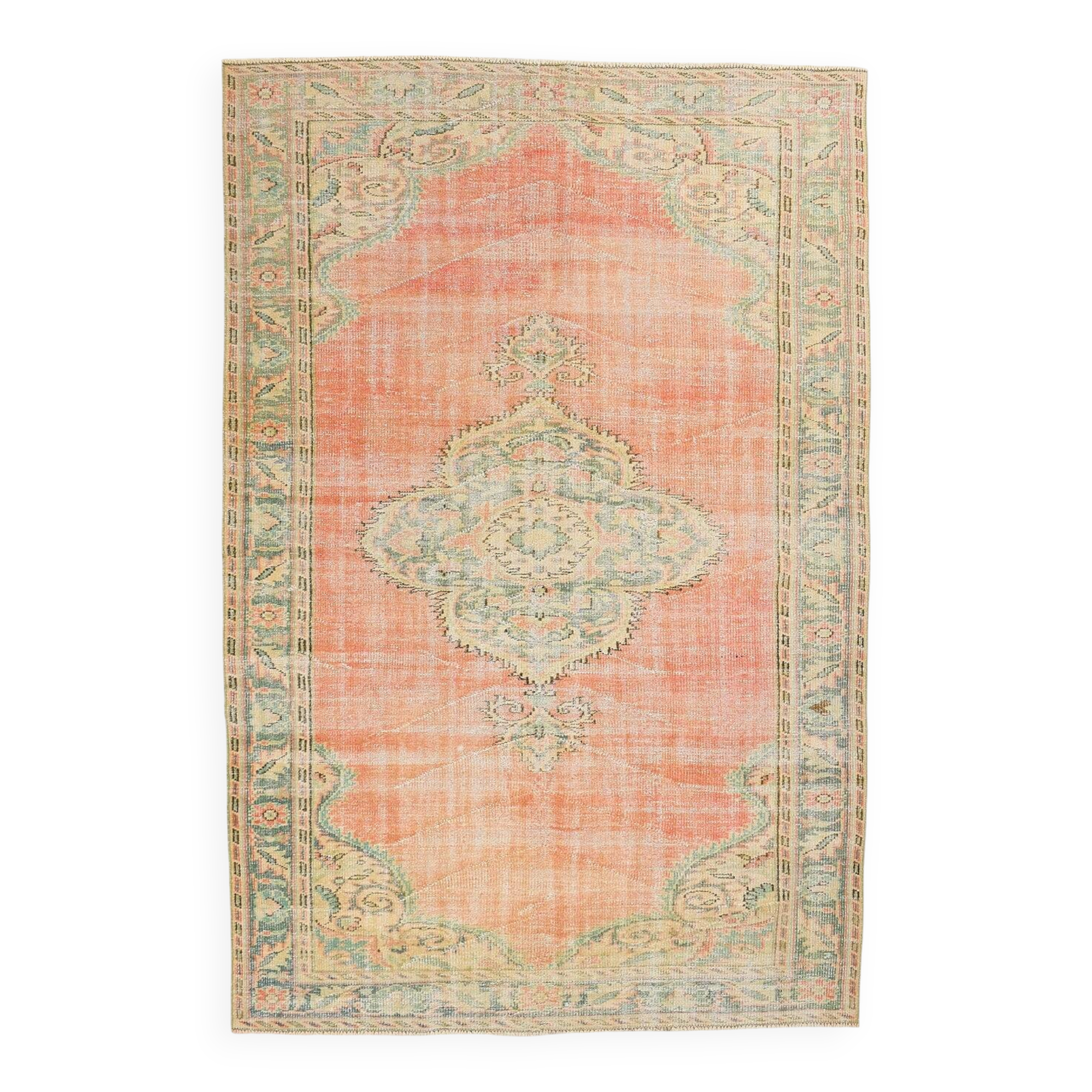 6x9 Vintage Peach Oushak Vintage Rug, 184x276 Cm