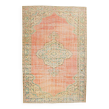 6x9 Vintage Peach Oushak Vintage Rug, 184x276 Cm