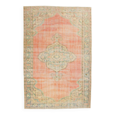 6x9 Vintage Peach Oushak Vintage Rug, 184x276 Cm